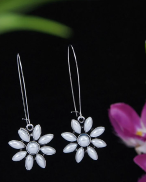 Floral Oxidised Jhumka Hoops